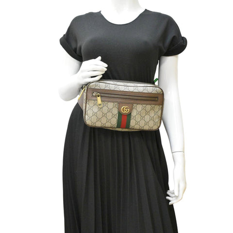 GUCCI Ophidia GG Supreme Canvas Belt Bag Beige dummy look