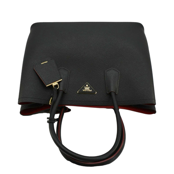 PRADA Double Handle Saffiano Leather Tote Bag Black
