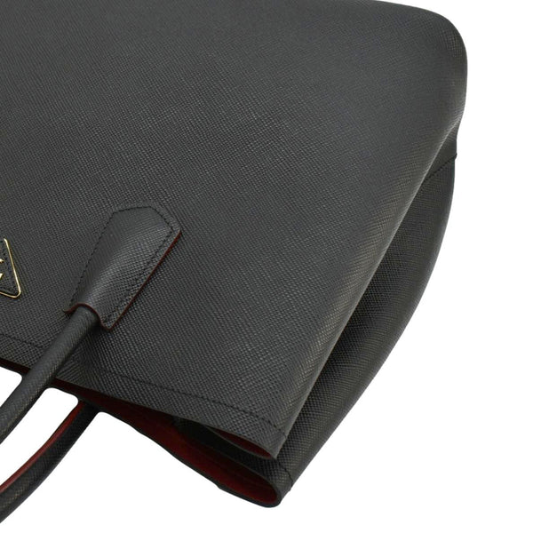 PRADA Double Handle Saffiano Leather Tote Bag Black
