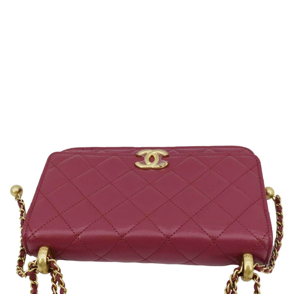 CHANEL CC Mini Flap Quilted Leather Shoulder Bag Magenta