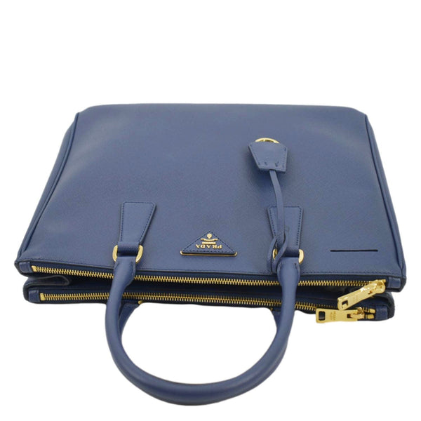 PRADA Galleria Double-Zip small Saffiano Leather Tote Bag Navy Blue