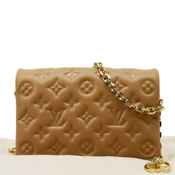 LOUIS VUITTON Coussin Pochette Monogram Leather Crossbody Bag Camel