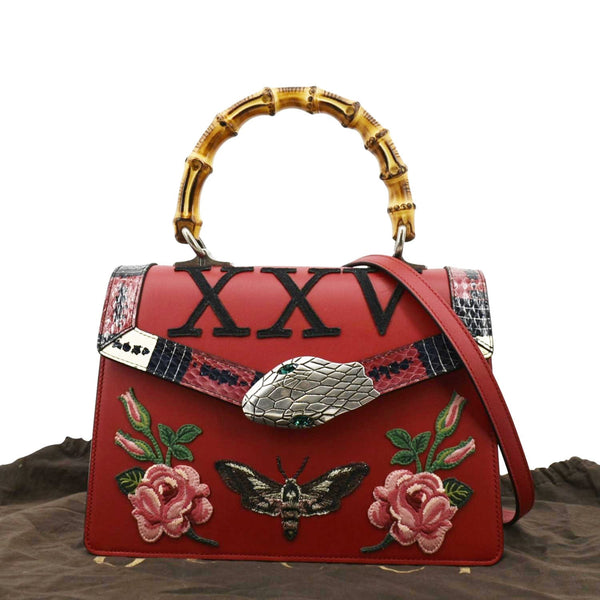 GUCCI Lilith Bamboo Leather Top Handle Shoulder Bag Red 453751