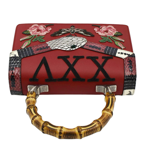 GUCCI Lilith Bamboo Leather Top Handle Shoulder Bag Red 453751