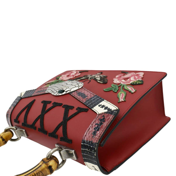 GUCCI Lilith Bamboo Leather Top Handle Shoulder Bag Red 453751