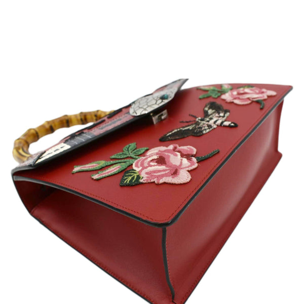 GUCCI Lilith Bamboo Leather Top Handle Shoulder Bag Red 453751