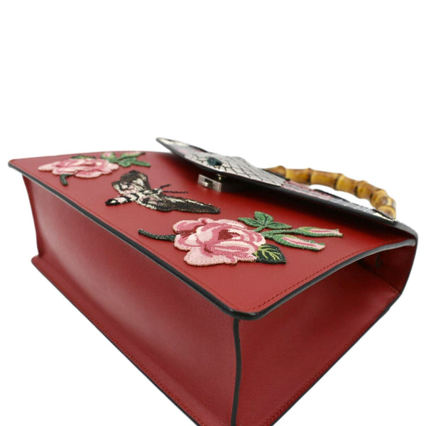 GUCCI Lilith Bamboo Leather Top Handle Shoulder Bag Red 453751