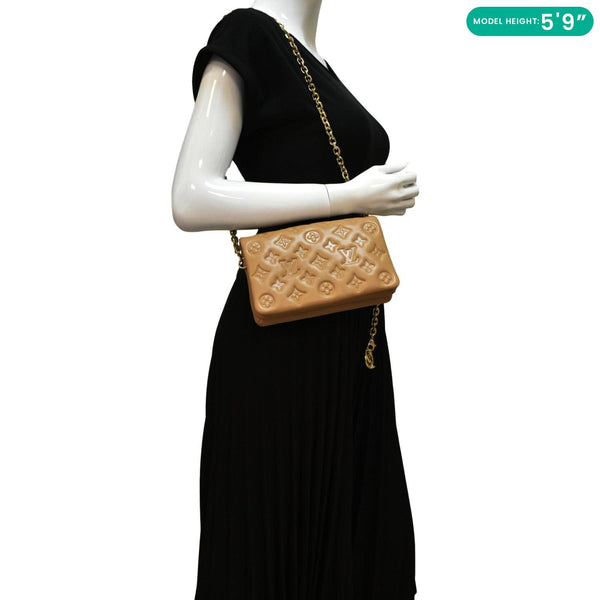 LOUIS VUITTON Coussin Pochette Monogram Leather Crossbody Bag Camel