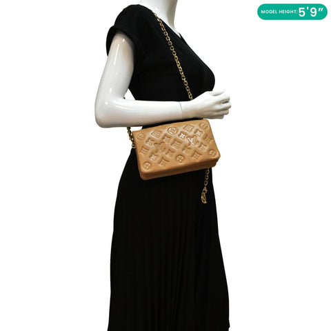 LOUIS VUITTON Coussin Pochette Monogram Leather Crossbody Bag Camel