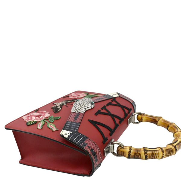 GUCCI Lilith Bamboo Leather Top Handle Shoulder Bag Red 453751