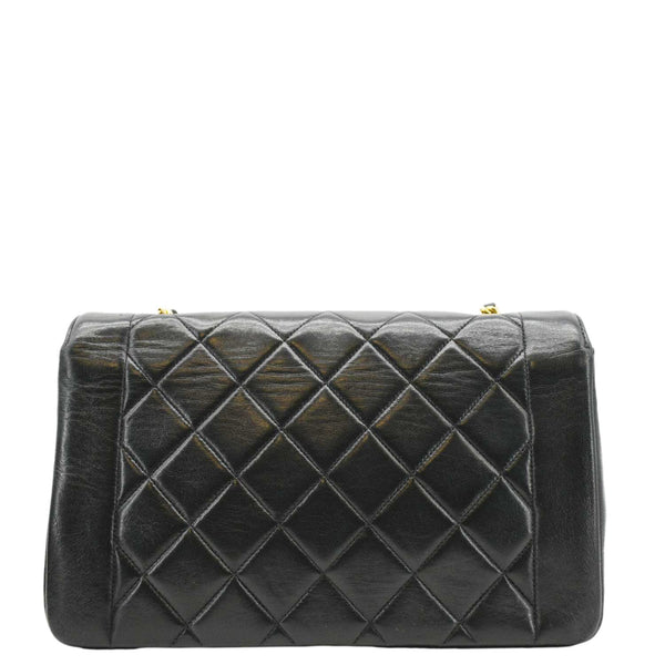 HANEL Diana Flap Vintage Quilted Leather Shoulder Bag Black back side