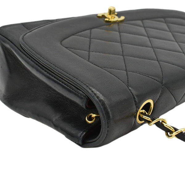 CHANEL Diana Flap Vintage Quilted Leather Shoulder Bag Black