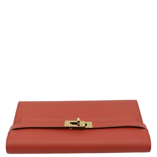 HERMES Kelly Epsom Leather Wallet Flamingo