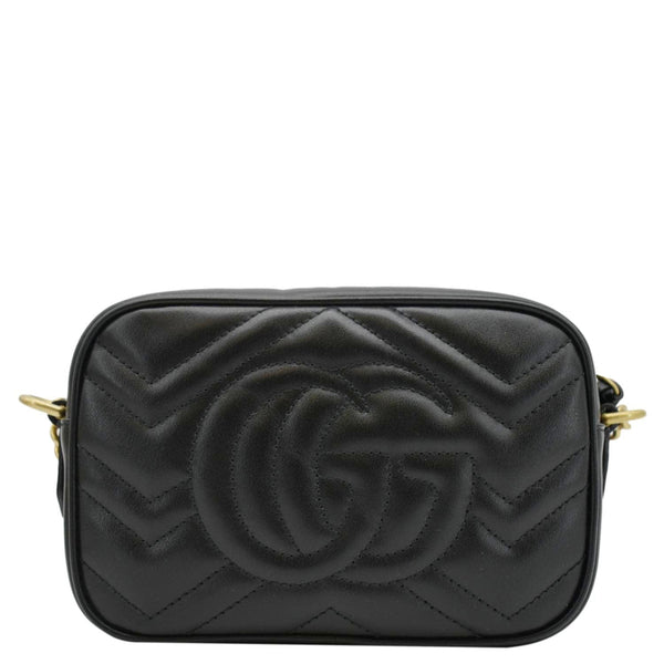 GUCCI GG Marmont Mini Calfskin Crossbody Camera Bag Black back look