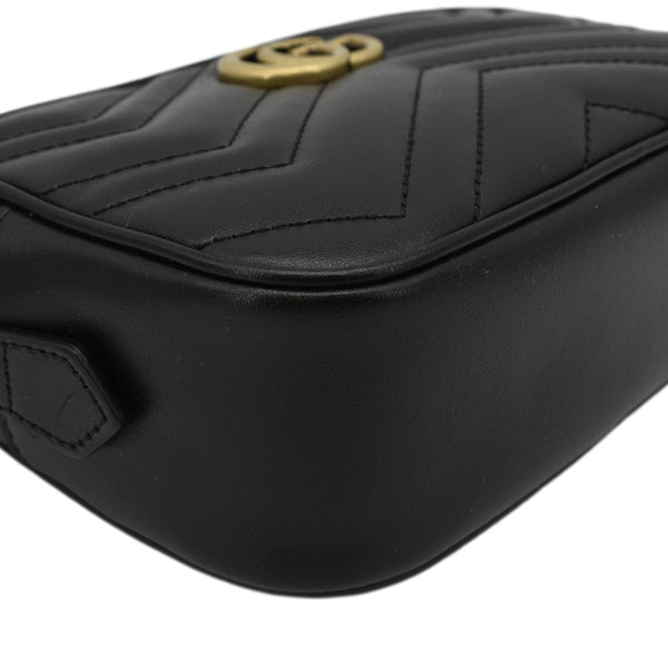 GUCCI GG Marmont Mini Calfskin Matelasse Crossbody Camera Bag Black 634785