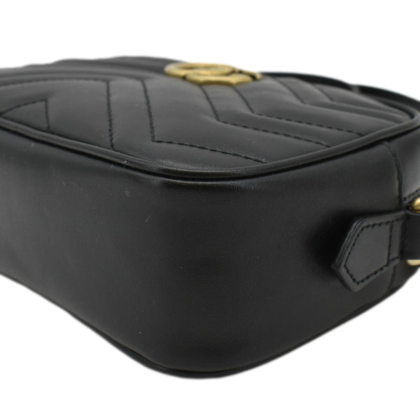 GUCCI GG Marmont Mini Calfskin Matelasse Crossbody Camera Bag Black 634785