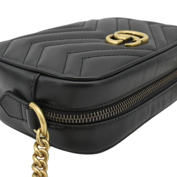 GUCCI GG Marmont Mini Calfskin Matelasse Crossbody Camera Bag Black 634785