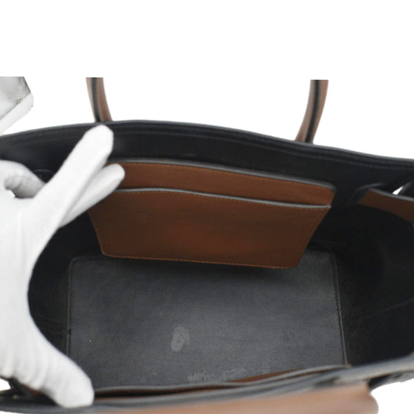 BURBERRY Belted Small Monogram Stripe E-Canvas Tote Shoulder Bag Brown