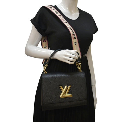 LOUIS VUITTON LV Twist MM Epi Leather Shoulder Bag Black