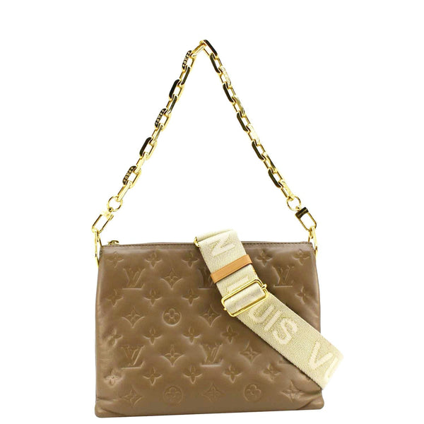 LOUIS VUITTON Coussin PM Monogram Embossed Leather Crossbody Bag Beige