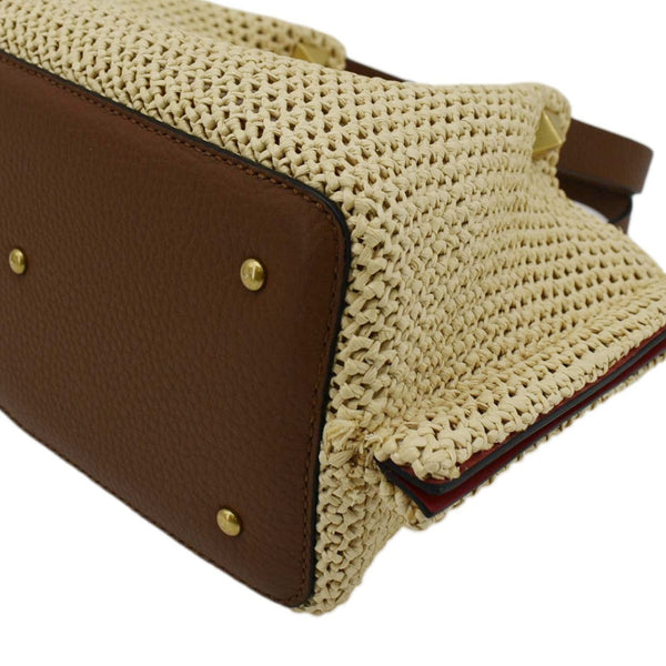 VALENTINO Straw Summer Medium Synthetic Raffia Tote Bag Cream