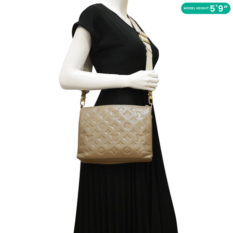 LOUIS VUITTON Coussin PM Monogram Embossed Leather Crossbody Bag Beige