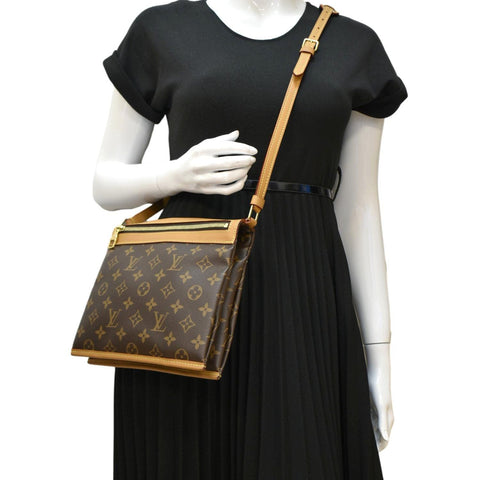 LOUIS VUITTON Saumur PM Monogram Canvas Crossbody Bag Brown