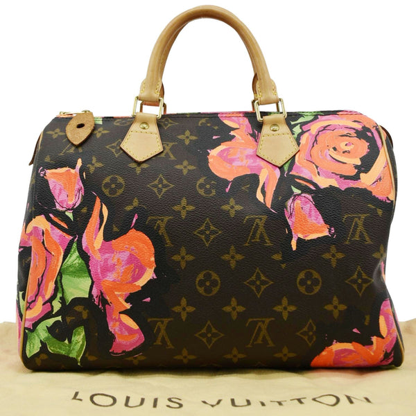 LOUIS VUITTON Roses Speedy 30 Monogram Canvas Satchel Bag Brown