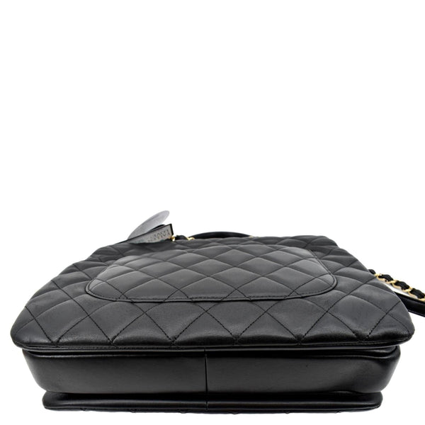 CHANEL Trendy CC Top Handle Flap Quilted Leather Shoulder Bag Black