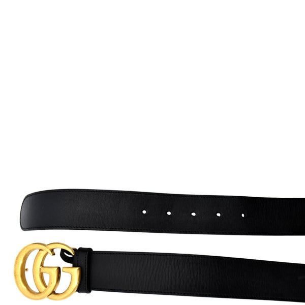 GUCCI Double G Buckle Leather Belt Size 90.36 Black 400593