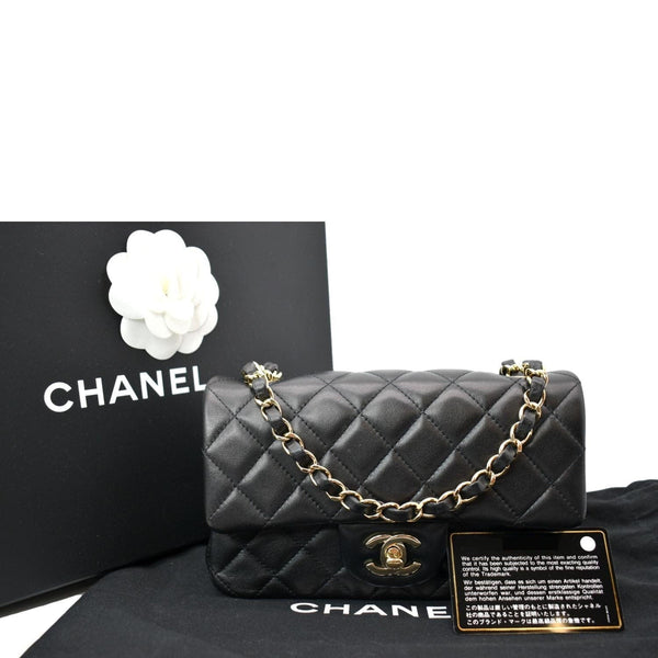 CHANEL Mini Rectangular Flap Quilted Leather Shoulder Bag Black