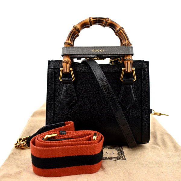 GUCCI Diana Bamboo Mini Leather Tote Bag in Black