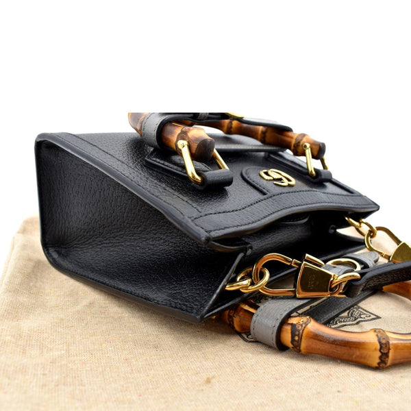 GUCCI Diana Bamboo Mini Leather Tote Bag in Black