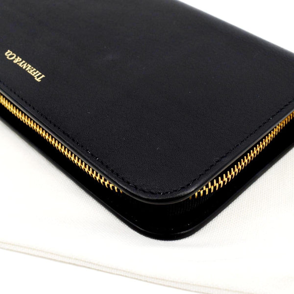 TIFFANY & CO Leather Zip Around Wallet Black