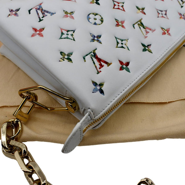 LOUIS VUITTON Coussin PM Monogram Embossed Leather Shoulder Bag White