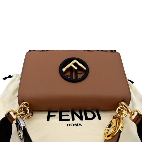 FENDI Kan I F Zucca Leather Shoulder Bag Tan
