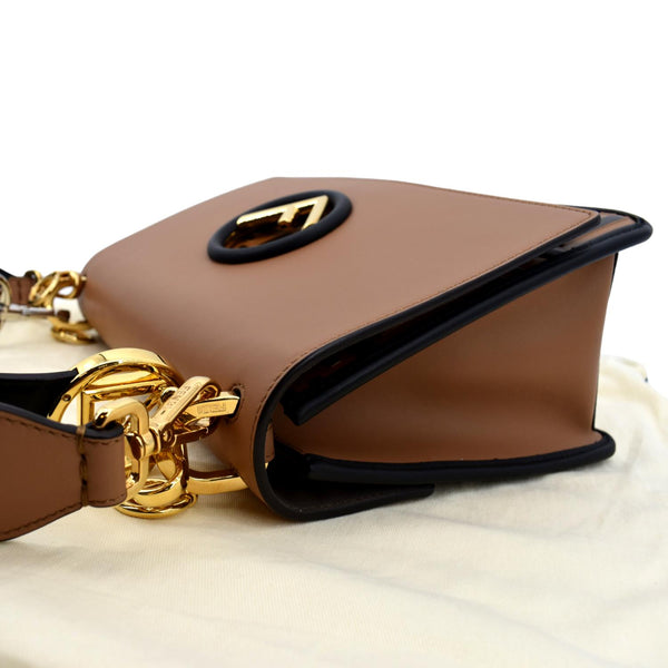 FENDI Kan I F Zucca Leather Shoulder Bag Tan