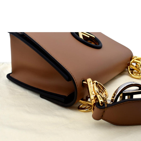 FENDI Kan I F Zucca Leather Shoulder Bag Tan