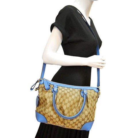 GUCCI Sukey GG Canvas Tote Shoulder Bag Beige 247902