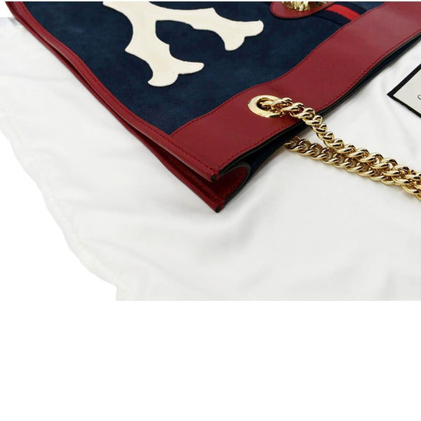 GUCCI Rajah Large Leather Tote Shoulder Bag Navy Blue 537219