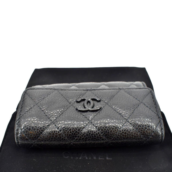 CHANEL CC Flap Caviar Leather Card Holder Black