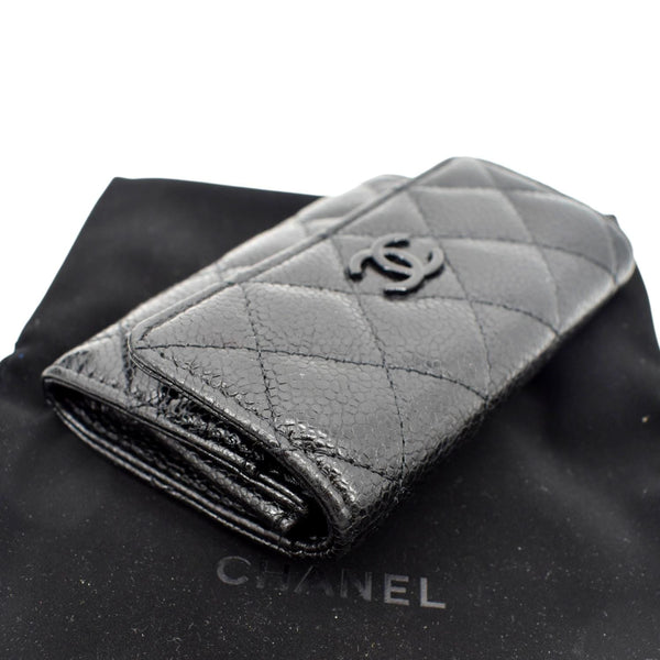 CHANEL CC Flap Caviar Leather Card Holder Black