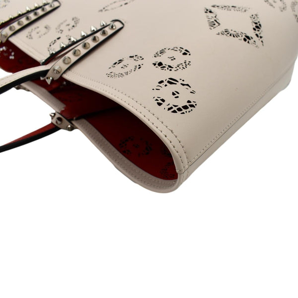 CHRISTIAN LOUBOUTIN Cabata Loubinthesky Calfskin Leather Tote Bag Beige