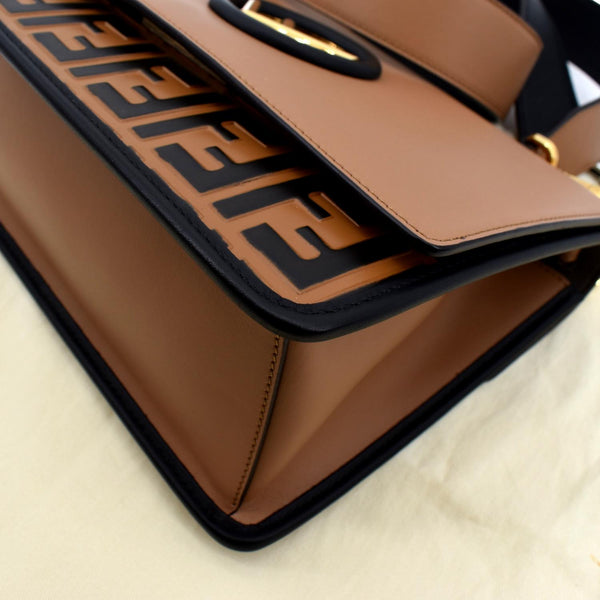 FENDI Kan I F Zucca Leather Shoulder Bag Tan