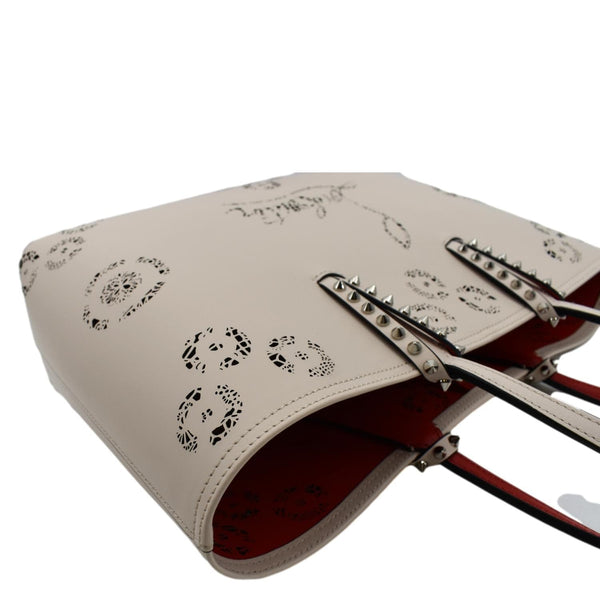 CHRISTIAN LOUBOUTIN Cabata Loubinthesky Calfskin Leather Tote Bag Beige