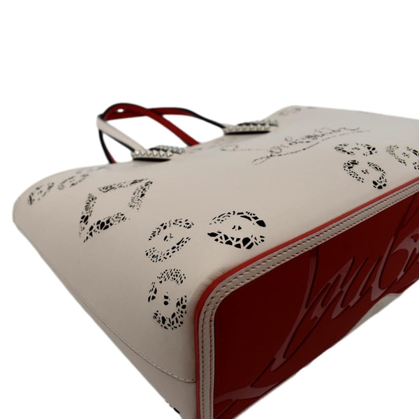 CHRISTIAN LOUBOUTIN Cabata Loubinthesky Calfskin Leather Tote Bag Beige