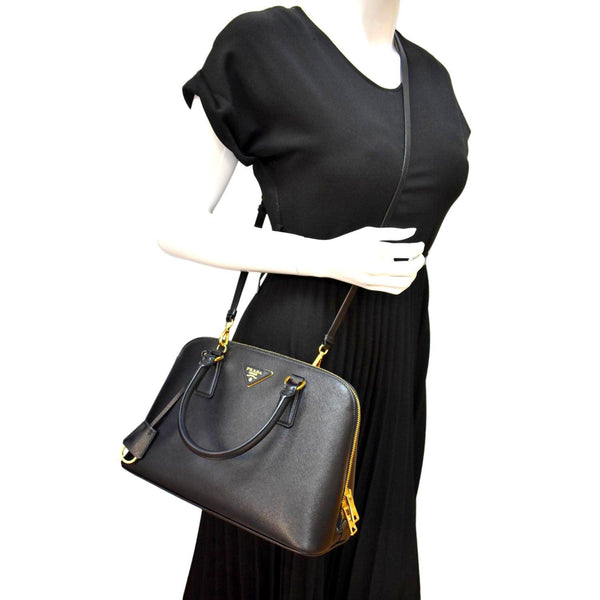 PRADA Lux Medium Promenade Saffiano Leather Shoulder Bag Nero BL0837
