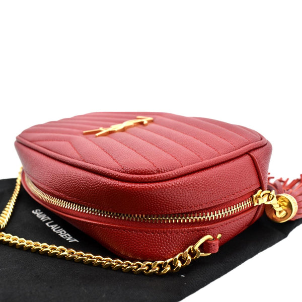 YVES SAINT LAURENT Lou Chevron Leather Camera Crossbody Bag Red