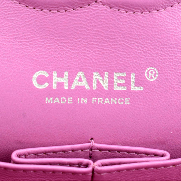 CHANEL Classic Medium Double Flap Quilted Leather Shoulder Bag Neon Pink