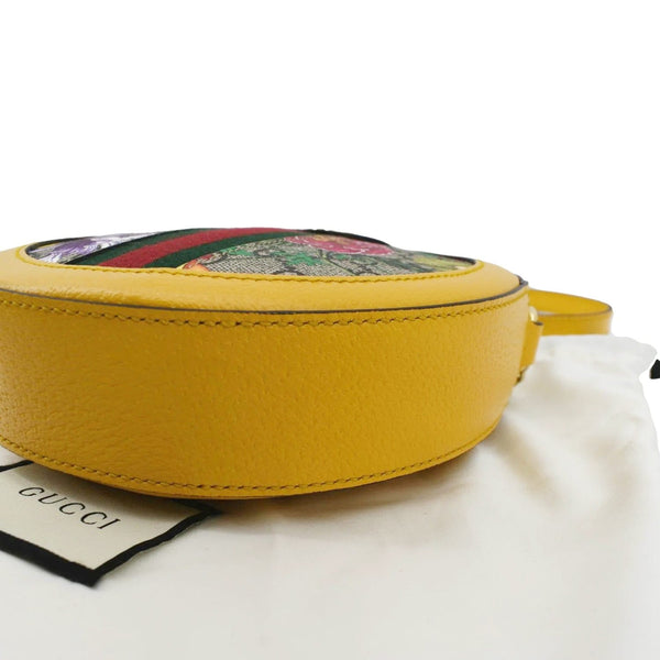 GUCCI Ophidia Mini Flora GG Round Supreme Monogram Web Crossbody Bag Yellow 550618